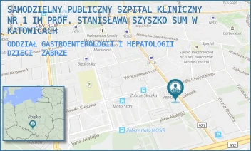 ODDZIAŁ GASTROENTEROLOGII I HEPATOLOGII  DZIECI - SAMODZIELNY PUBLICZNY SZPITAL KLINICZNY NR 1 IM PROF. STANISŁAWA SZYSZKO SUM W KATOWICACH - UL. 3 MAJA 13-15,  ZABRZE